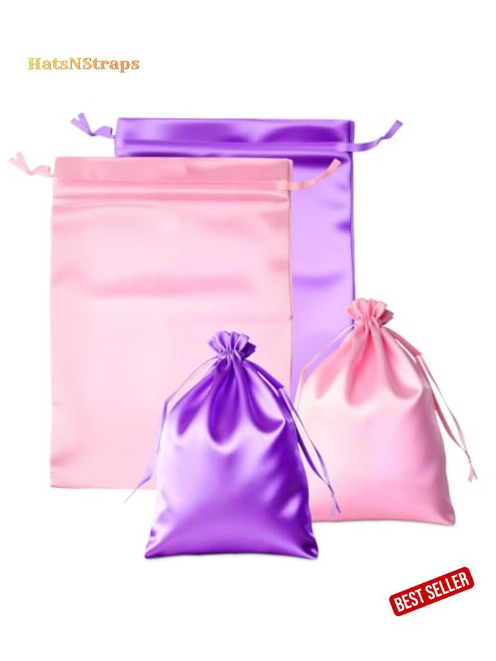 2 Pack Satin Wig Storage Bags with Drawstring, Hair Extension Organizer